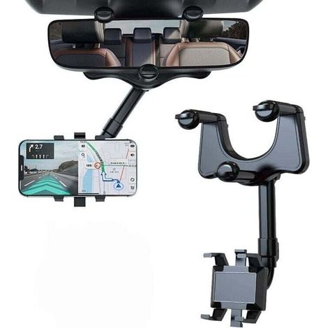 Autohandyhalterung für den Rückspiegel, 360° drehbare und einziehbare Autohandyhalterung für alle Smartphones (1/4)