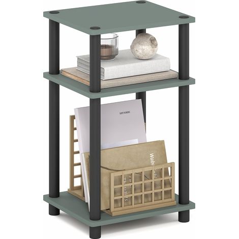 Table D'Appoint, Table De Chevet À 3 Niveaux, Étagères Ouvertes, Montage sans Outil, pour Salon Ou Chambre, Vert Sauge (1/5)