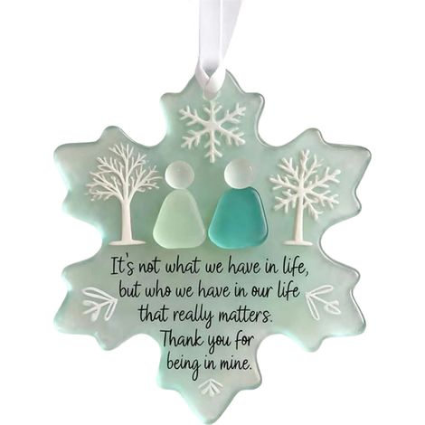 Ornement En Verre De Mer - Forme De Flocon De Neige - Décor D'Amitié Artisanal - 8 Cm (1/5)