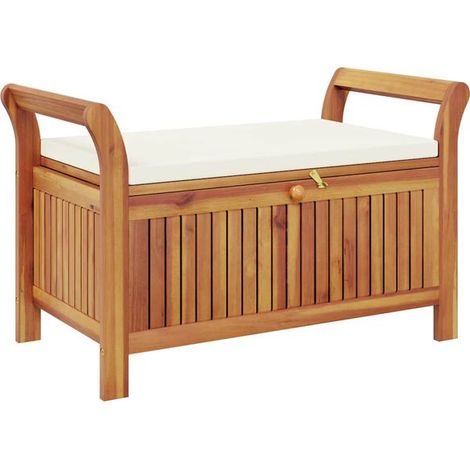 Banc de rangement de jardin capitonné, 91 cm, bois d'acacia (1/5)