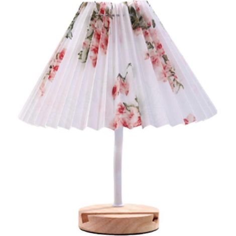 Dreifarbige USB-Nachttischlampe, Tischlampe aus plissiertem Stoff im Vintage-Stil (1/5)