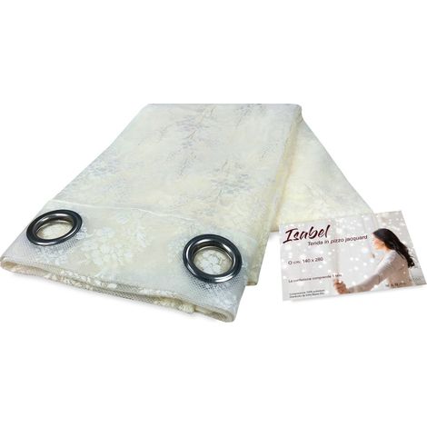TENDA tendaggio ISABEL panna cm. 140X280 CONFEZIONATA in PIZZO jacquard