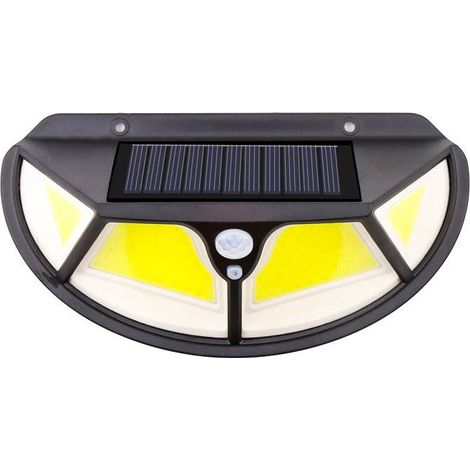 Luces solares para jardín, apliques de pared con detección de presencia, 100 LED recargables, venta al por mayor para iluminación doméstica y pública (aplique de pared de cuatro lados con 102 LED). (1/5)