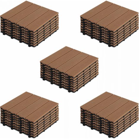 Lot de 40 dalles clipsables bois synthétique marron