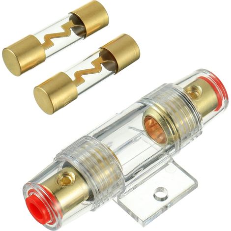 Portafuse AGU en línea chapado en oro con 2 patas 60A AGU fusible para protección de seguridad de alimentación de audio automotriz (60A)