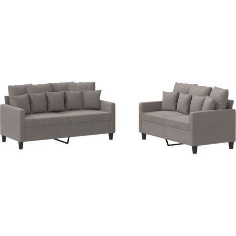 Maison Exclusive - Set di Divani 2 pz con Cuscini Tortora in Tessuto (1/5)
