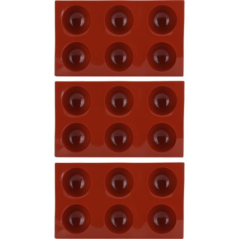 Moule à pâtisserie 3 pièces, moule hémisphérique en silicone, moule en forme de dôme pour gâteau, gelée, mousse et chocolat chaud, moule marron 6 cavités (1/5)