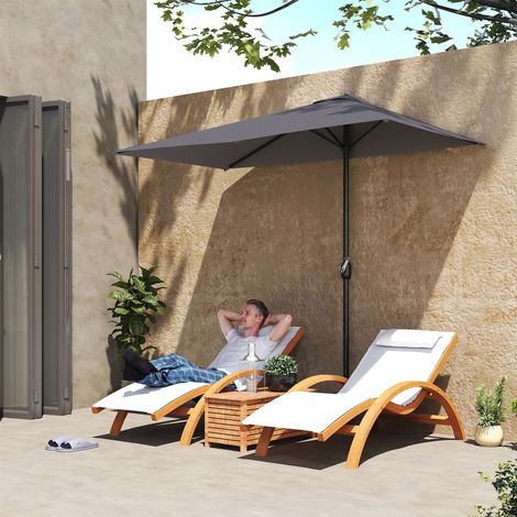 Demi-parasol Ø 230 cm Parasol de balcon terrasse avec manivelle Protection solaire UV Polyester. gris