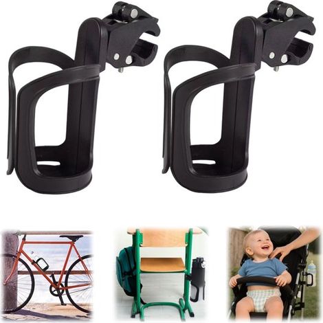 Porte-gobelets à pince lot de 2 - supports réglables 15 x 8 cm pour vélo (1/5)