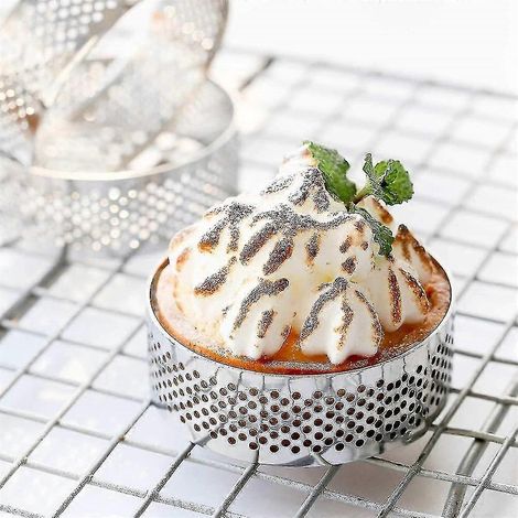Runde Tarteform aus Edelstahl mit Perforation für französische Desserts, Obstkuchen, Quiche, Kuchen und Mousse, Küchenbackform-2pcs-6cm