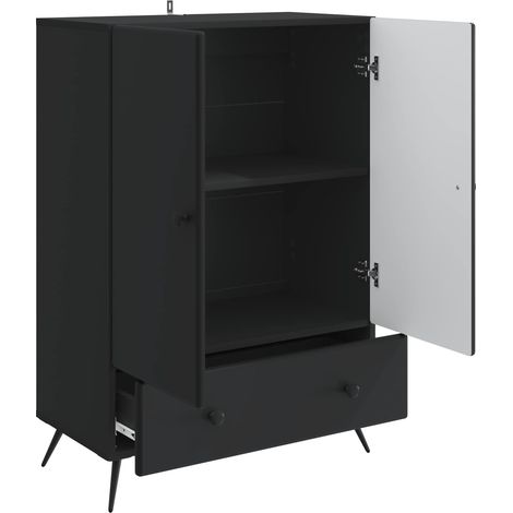 Maison La Vie - Buffet Salon Moderne - Meuble de rangement - avec tiroir Noir 66 x 34,5 x 95 cm Bois d'ingénierie bu2374