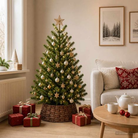 vidaXL Collare per Albero di Natale Rotondo Marrone lavato (1/5)