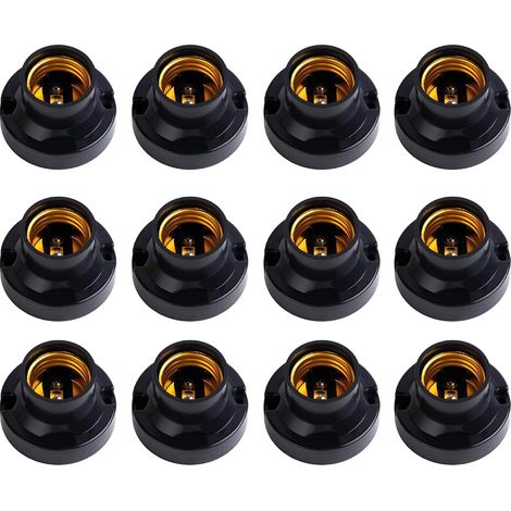 Pack of 12 Vintage E27 Sockets - Universal Black E27 LED Lamp Holder Retro E27 for Pendant Light, Ceiling Light and Home Decoration (1/5)