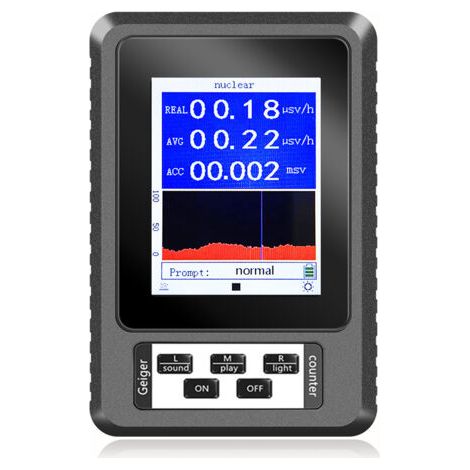 Compteur Geiger, Détecteur de radiations nucléaires Détecteur de Rayonnement Nucléaire Moniteur Beta Gamma Rayons X, Geiger Dosimètre Portable avec écran LCD (1/5)