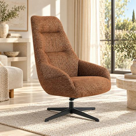 Fauteuil relax pivotant tissu terracotta IENA (1/5)