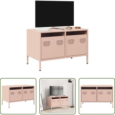Meuble tv industriel -  Meuble TV rose 68x39x43,5 cm acier laminé à froid (1/5)