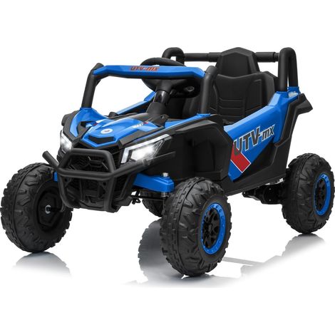 Coche Eléctrico 4x4 para Niños, Mando a Distancia, Quad Infantil 12V con Luces LED, Música, Bluetooth y USB para Niños de 3 Años en Adelante, Azul (1/5)