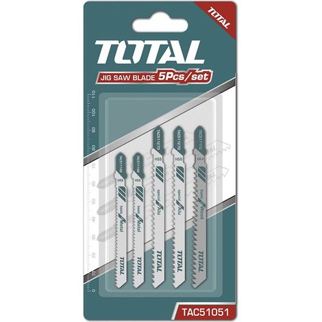 Blister de hojas de sierra caladora (2 madera,2 metal,1 aluminio) Total Tools TAC51051