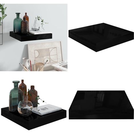 Schweberegal Hochglanz-Schwarz 23x23,5x3,8 cm MDF - Schweberegal - Wandregal - Schwarz - Regal - Wohnwand - Home & Living (1/5)