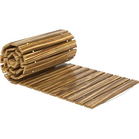 Allée de Jardin en Bois 120 x 38 cm, Enroulable, Résistante aux Intempéries et Carbonisée (1/5)