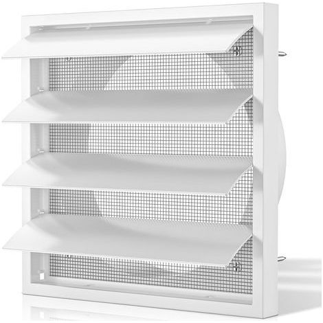 Grille de ventilation blanche à clapet de 150 mm x 175 mm avec moustiquaire intégrée pour climatisation, hotte, abri extérieur, sèche-linge, extracteur d'air, salle de bain, garage (1/5)