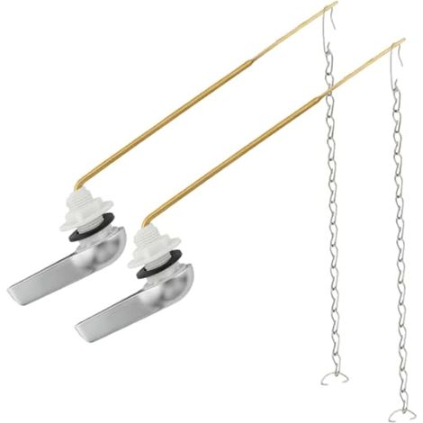 Kit de rechange universel pour poignée de chasse d'eau, levier en laiton et chaîne en acier inoxydable, compatible avec la plupart des réservoirs de toilettes standard à montage frontal (lot (1/5)