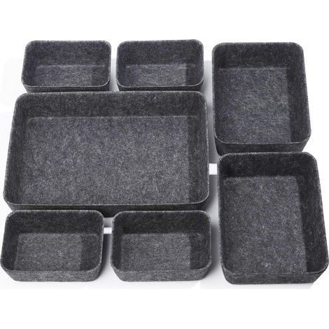 7 Pièces Organisateur Tiroir, Rangement Tiroir en Feutre Écologique, Organisateur de Tiroirs Empilables en Feutre, Flexible, Durable, Robuste, pour Cosmétique pour Bureau, Maison, Salon (1/5)