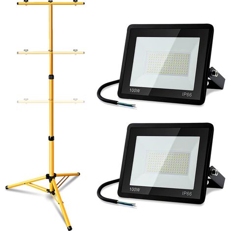 SWANEW Proiettore da cantiere a LED IP66 Proiettore da esterno a LED con treppiede 2X100W bianco caldo (1/5)
