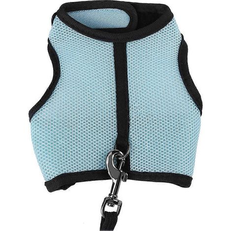 Ensemble harnais pour hamster et lapin, gilet de sécurité pour petits animaux de compagnie avec laisse (bleu clair, taille M) (1/3)