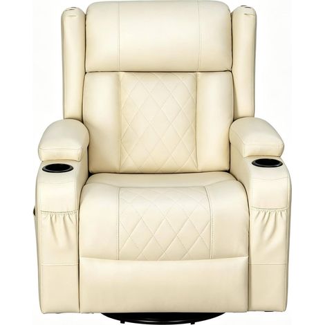 Poltrona relax girevole reclinabile con poggiapiedi beige 87 x 94,5 x 103,5 cm (1/5)