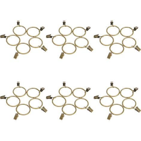 Ensemble de 30 anneaux de rideau en bronze, diamètre intérieur de 35 mm, avec clips/crochets de rideau décoratifs en métal robustes, ensemble avec rondelles pour rideaux de salle de bain (1/5)