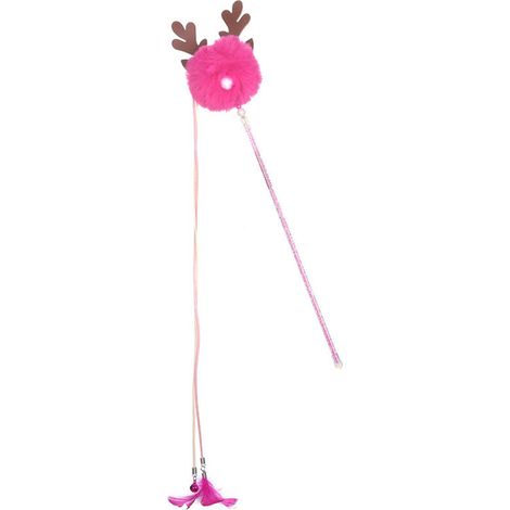 Aiperq 2 Pack Christmas Antler Cat Teasing Sticks, Suitable for Indoor Cat Toys, Feather Teasing Puppy and Kitten Toys, Suitable for Pet Playing, Training
