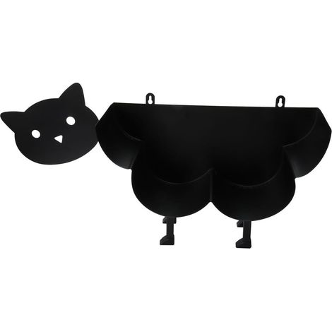 Porte-Papier Toilette en Fer Noir Motif Chat, Support Stable et Design Minimaliste, Organiseur Salle de Bain pour Toilettes D'hôtel et Club (1/5)