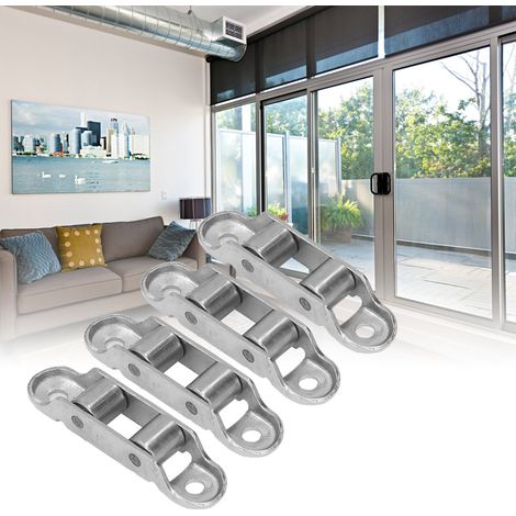 4 Pièces Poulie en Acier Inoxydable Double Entraînement Roulements Silencieux pour Portes et Fenêtres Coulissantes (1/5)