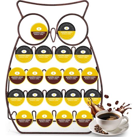 Support à Capsules à Café, Porte Capsules en Métal Robuste, Distributeur Présentoir pour Dolce Gusto, Supports Rangement pour Dolce Gusto Stylé Rétro pour 20 Capsules - Chouette (1/4)