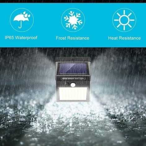 Solarbetriebene Außenleuchte mit Bewegungsmelder – Hochwertige Solarleuchte mit 100 LEDs, 1000 Lumen. Wasserdichte Solar-Wandleuchte mit 2200 mAh. LED-Außenleuchte mit Bewegungsmelder. (1/4)
