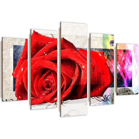 Quadro deco panel 5 parti, Rosa screziata - 100x70 (1/5)