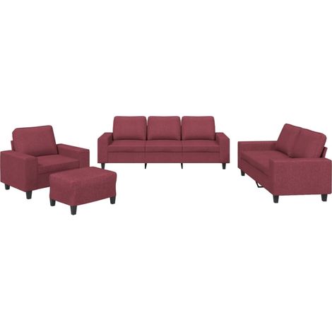 Maison Exclusive - Set di Divani 4 pz Rosso Vino in Tessuto