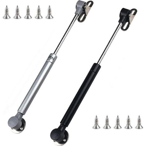 100N Gas Springs for Kitchen Cabinets – Set of 2 – Length 27 cm – Stainless Steel – 90° Opening Angle (1/5)