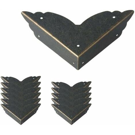 Set mit 12 Vintage-Eckenschützern aus Metall – Antik-Stil – Kantenschutz für Möbel – Für Tische, Kommoden, Schmuckkästchen (1/5)