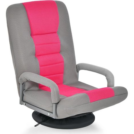 Chaise de sol rotative a 360 avec dossier reglable en 6 directions rose (1/5)