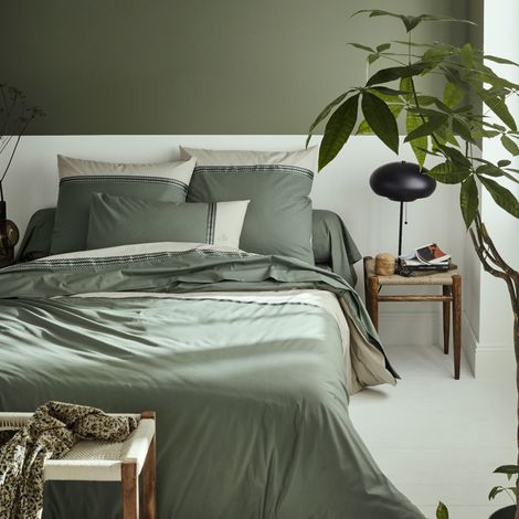 Parure de lit percale NOA Taie 50x70 cm 240x220 cm (1/5)