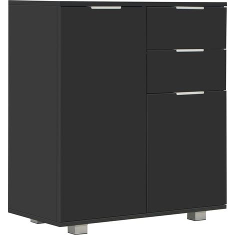 Credenza buffet cassettiera mobile contenitore organizer cucina soggiorno lucido 71 x 35 x 80 cm derivati del legno nero 020036167