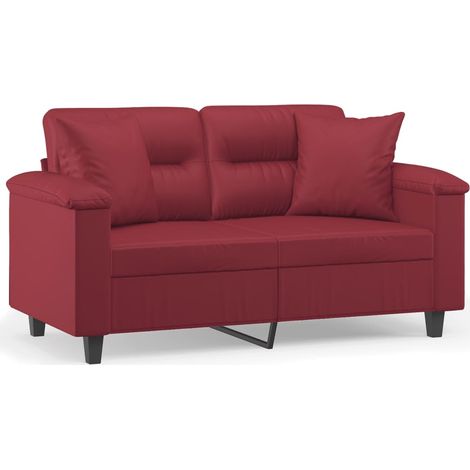 Maison Exclusive - Divano a 2 Posti con Cuscini Rosso Vino 120 cm in Similpelle