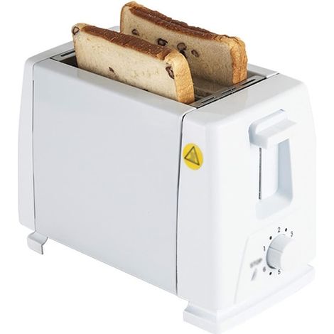 Grille-pain 2 tranches et appareil à sandwichs – Grille-pain compact pour bagels, muffins et paninis – 650 W – Blanc