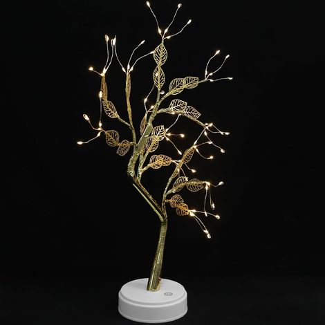 ABOOFAN Lampe de Table LED Petite Arbre Effet Feuille Dorée (1/5)