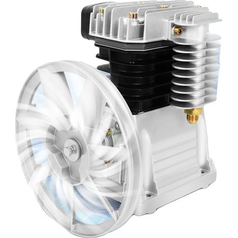 Tête de pompe de compresseur d'air, 3CV, pression de travail de 8 bars, vitesse de 960 tr/min, 2 cylindres, dimensions 32cm x 27cm x 31cm (1/5)