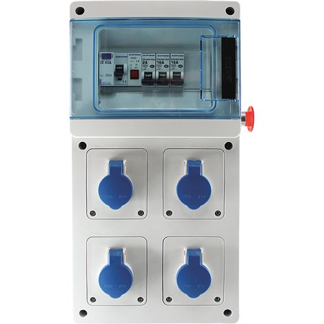 Scatola da cantiere mono 4 pezzi 2P+T 230V 16A - IP44 - IK07 senza supporto