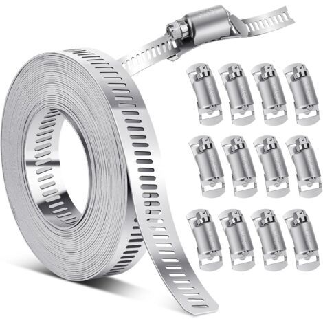 1 Rouleau 5m Collier De Serrage, 12 Fixation Inox 304, Tuyau Eau Air Huile