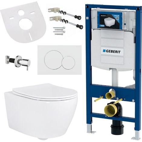 Geberit Hänge Wand Dusch WC Spülrandlos Toilette Taharet/Bidet Ventil Vorwandelement Set (1/5)